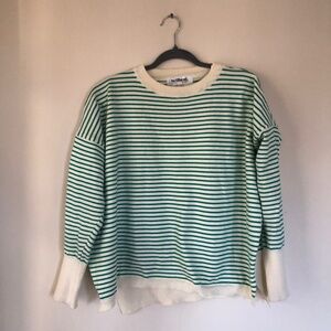 hellbent. M/L Green and Cream Stripe Sweater